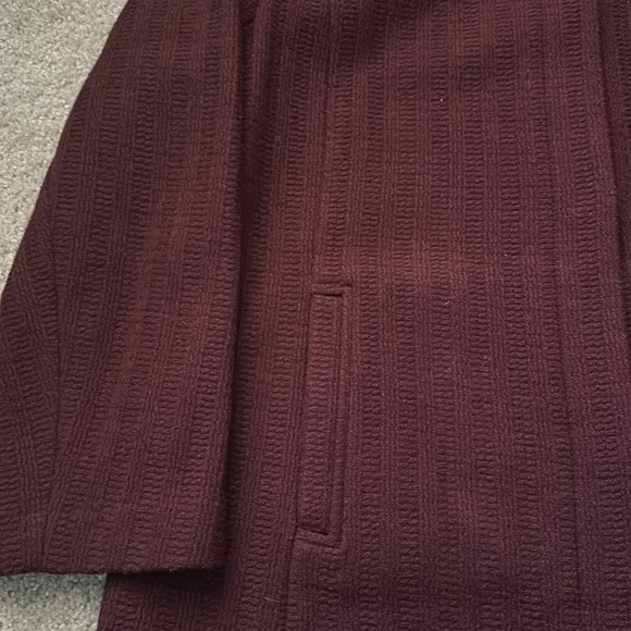 Talbots Long Duster Jacket Coat Crepe Textured Wool Blend Cranberry Size 16 - Picture 3 of 12